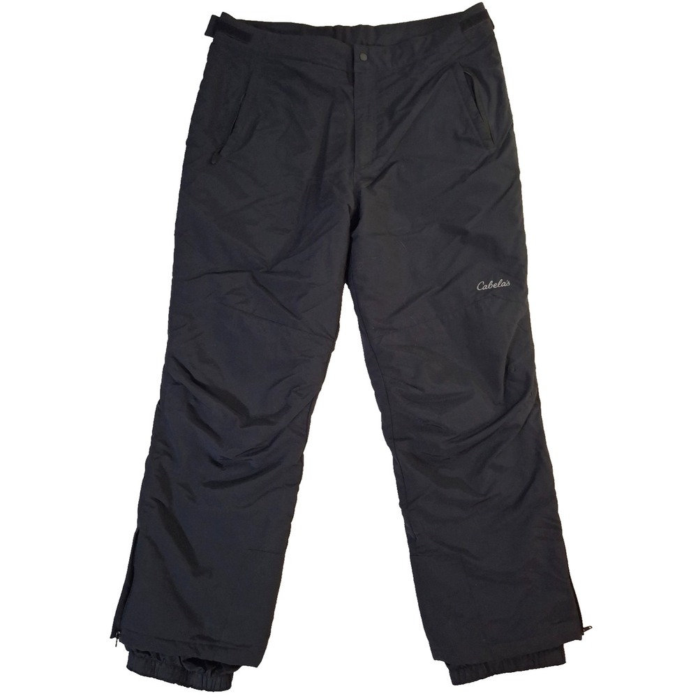 Cabelas Primaloft Insulated Snow Pants Mens Large Black Adjustable Insulated